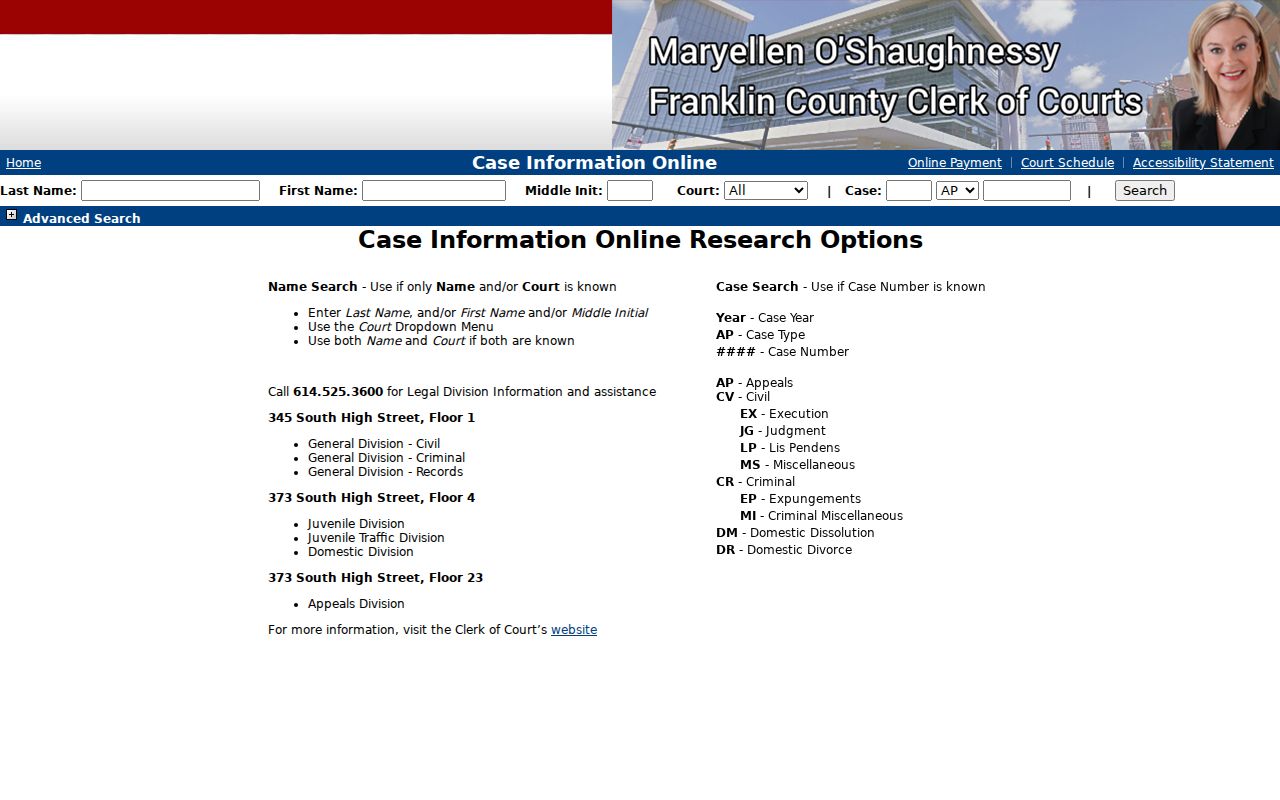 Franklin Township residents directory Clerk Case Information Online search