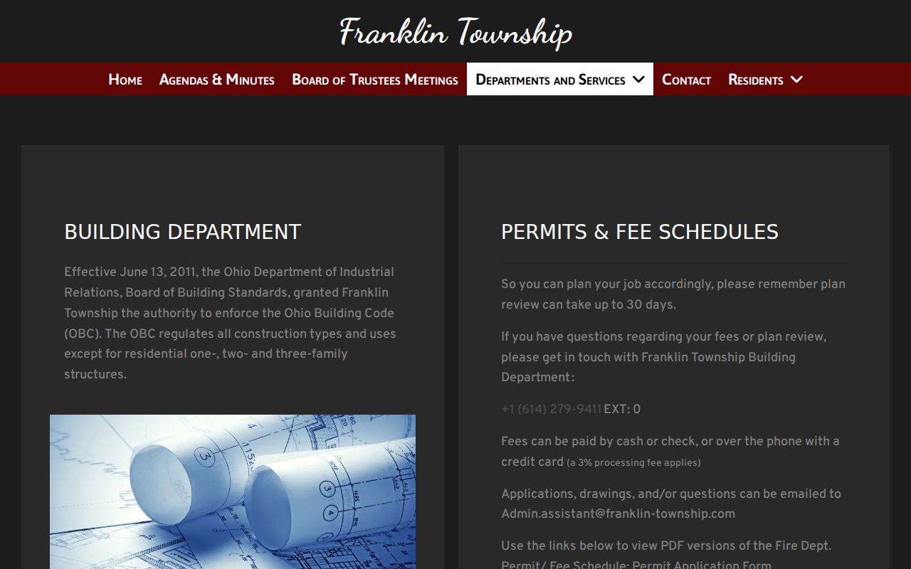 Franklin Township residents directory building department permit information