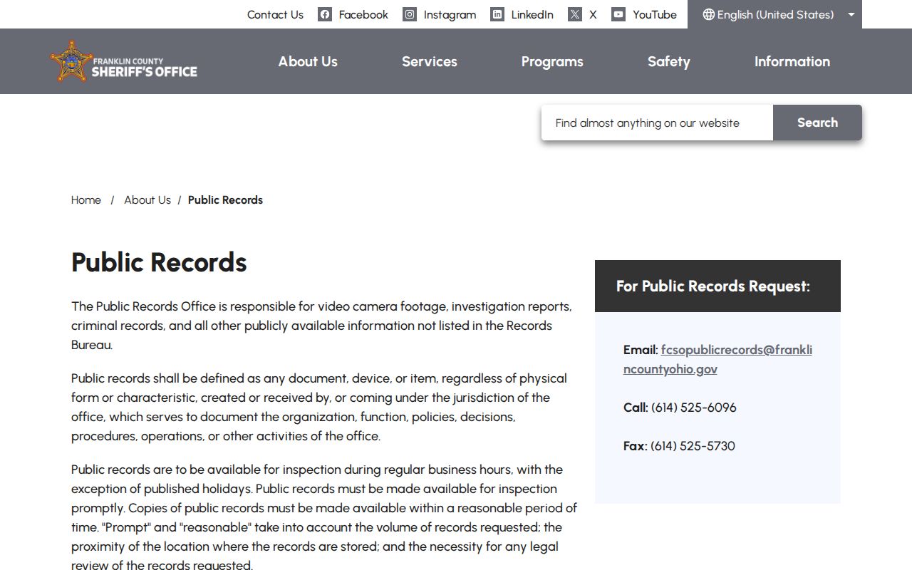 Franklin Township neighbors public-records request route at the Franklin County Sheriff