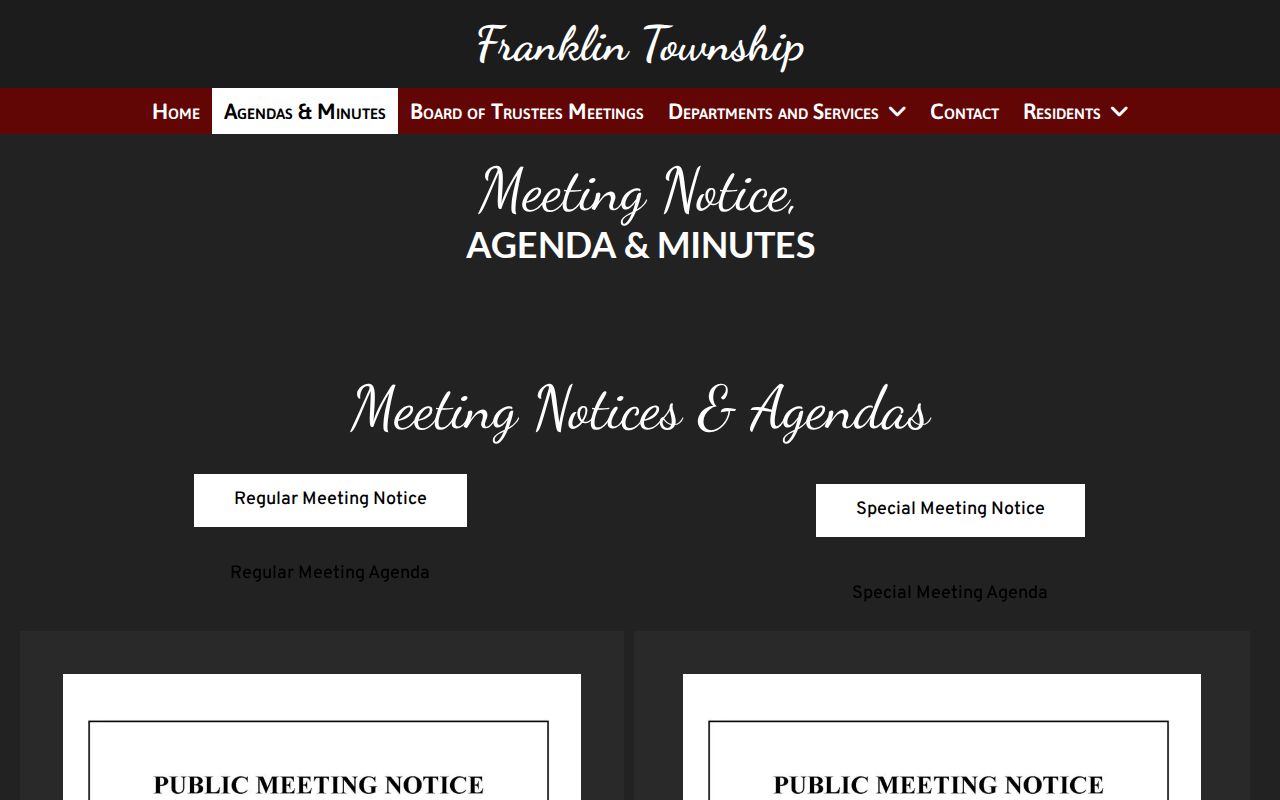 Franklin Township neighbors civic context through township agendas and minutes
