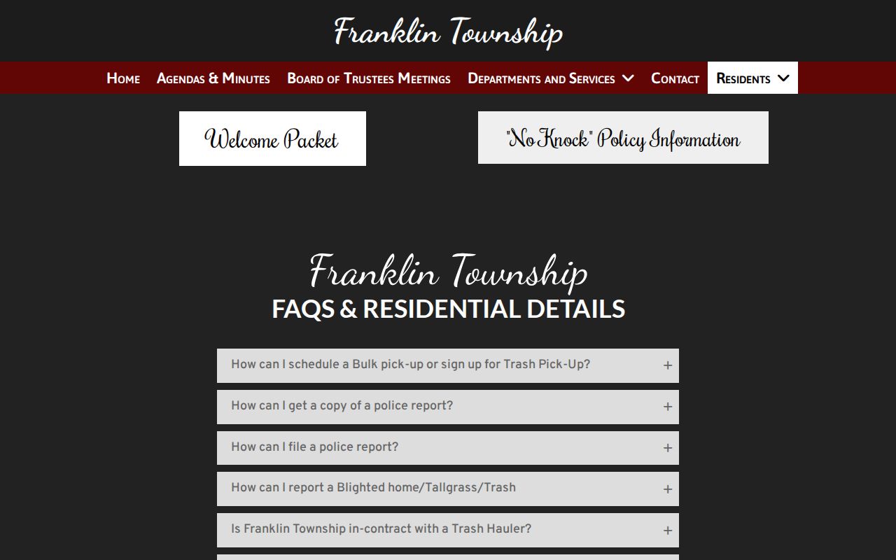 Franklin Township street directory resident and records guidance